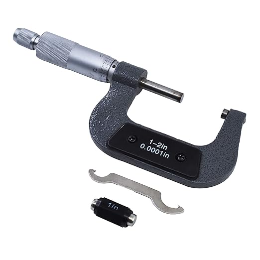 1-2 in Precision Outside Micrometer W/Box, Accuracy 0.0001 in, Professional Grade Precision Machinist Tool