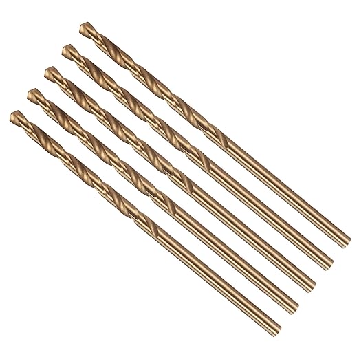 Drill Bit, #35 Cutting Diameter, 4341 HSS Gold Finish 118° Cutting Angle Number Jobber Bits - (Applications: for Drilling Soft Metal Plastic Wood), 5-Pieces