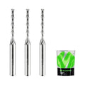 Extra Long Spiral Upcut Router Bit 1/4 Inch Shank 1/8 Inch Cutting Dia. 1-1/4 Inch CL. 3 Inch OVL. Carbide Upcut CNC Router Bit for Wood Cutting, Engraving and Plunging Applications (3PCS)