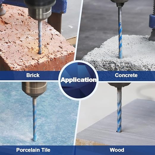 Carbide Drill Bit Set - Dry Drill Bit Set for Masonry, Concrete, Bricks, Wood, Plastic etc(12MM*10 Quick-fit Shank)