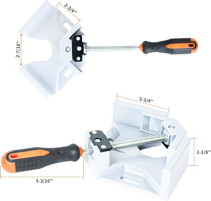4PCS 90° Right Angle Corner Clamps – Heavy Duty Aluminum Alloy Adjustable Woodworking Clamps with 2.75" Jaw Opening for Welding, Cabinets, Picture Frames, Furniture Assembly, DIY Projects