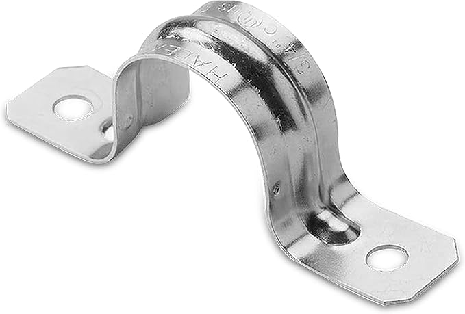 OhLectric Two Hole Rigid Pipe Strap - Sturdy Steel Strap Clamps - Zinc Plated Steel - Reinforced Rib - Corrosion Resistant - Easy to Install - 3 Inches - OL-43237