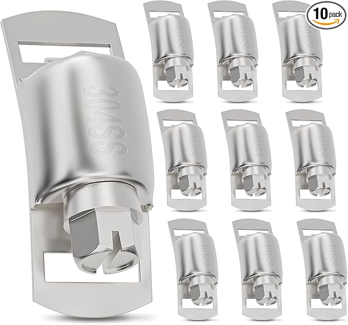 10Pack Hose Clamps Stainless Steel Stronger Fasteners,Metal Screw Worm Clamp Fasteners for DIY Adjustable Large Worm Gear Hose Clamp Kit,Used in Band Pipe Clamps Metal Strapping