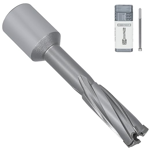 KEENTECH Carbide-Tipped Annular Cutter, 1/2" Diameter x 2" Depth, 3/4" Weldon Shank (2 Flat), High Speed Cutting TCT Mag Drill Bit with Pilot Pin for Harder Material, Stainless Steel, Cast Iron