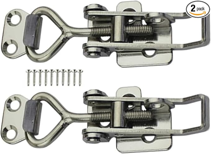 SYINE Adjustable Buckle Cabinet Boxes Lever Handle Toggle Catch Latch Lock with Screws,2 Pcs (3S,Range:126-148mm)