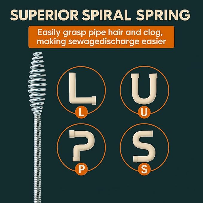 50 FT Drain Snake Hair Drain Clog Remover, Manual Or Powered, Plumbing Snake With Drill Adapte,Unclog Sink Drain Tool, Drain Auger for Toilet、Shower、Kitchen、Sink, No Auto Retract Or Feed, Orange