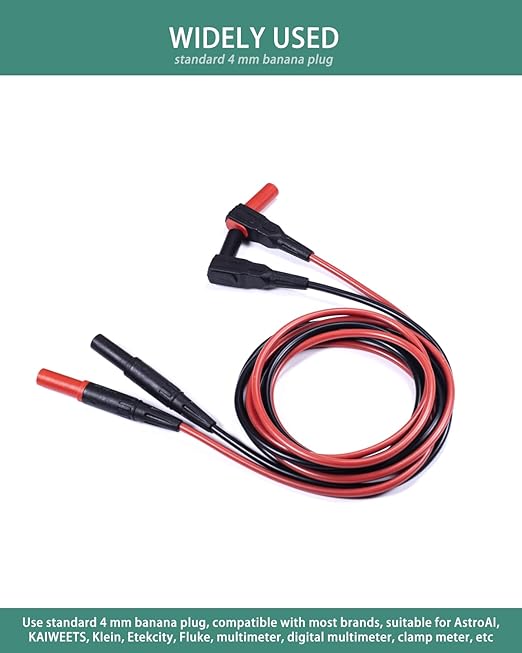 Silicone Test Lead Set Multimeter Insulated Test Leads Extension CAT III, CAT IV, 10A