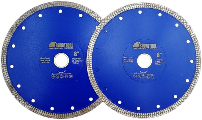 SHDIATOOL 8 Inch Diamond Saw Blade Cutting Porcelain Tile Ceramic Granite Marble Brick(2-Pack)