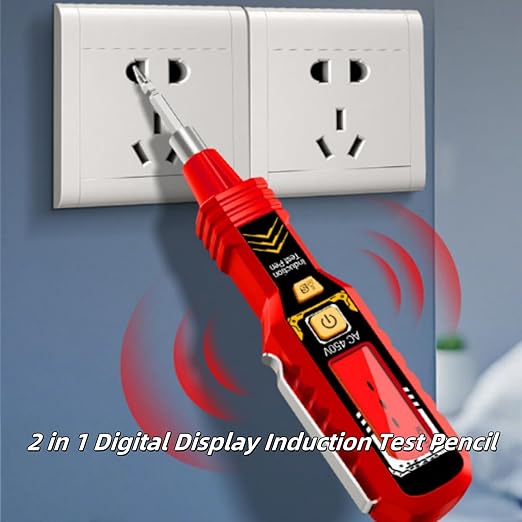 2 in 1 Digital Display Induction Test Pencil, Non-Contact Voltage Tester with LCD Display, Non-Contact AC Voltage Tester Pen, Smart Voltage Test Pen for AC/DC Circuit Detection (Red+Black)