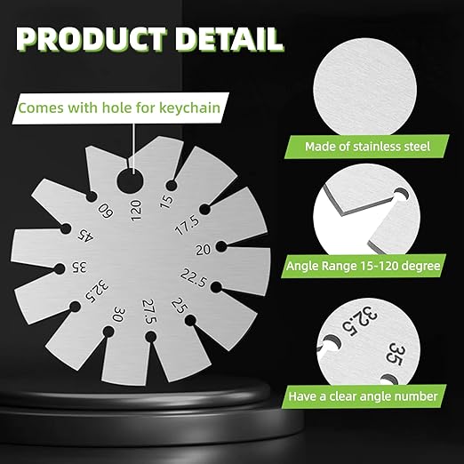 Stainless Steel Bevel Angle Gauge, Measure 15-120 Degree Angles for Knife Blade, Woodworking, Chisel, Compact & Durable, Includes Storage Box
