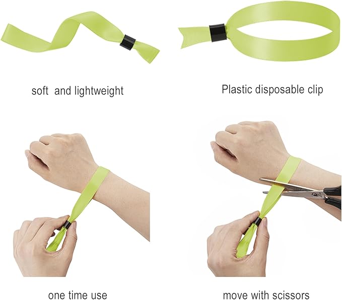 100 Pack Wrist Bands|Neon Yellow Wristbands for Events|Wristbands for Concerts Festival Admission Party|13.78” x 0.59”