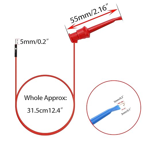 Sumnacon 10Pcs Test Hook to Male Jumper Wires - 26 AWG Binding Post to Solderless Breadboard Jumper Leads, Soft Silicone Flexible Test Leads for Electrical Testing