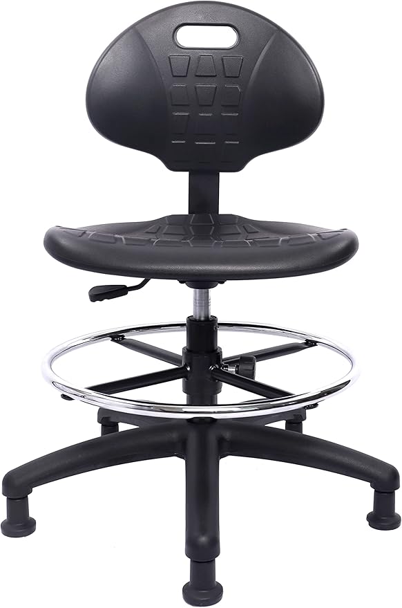 Chair Master (Medium Bench Stool, Glides Easy to Clean! Ergonomic Polyurethane Stool. Seat Height Range 18"-26". Adjustable Footring. for Home Office Lab Workstation