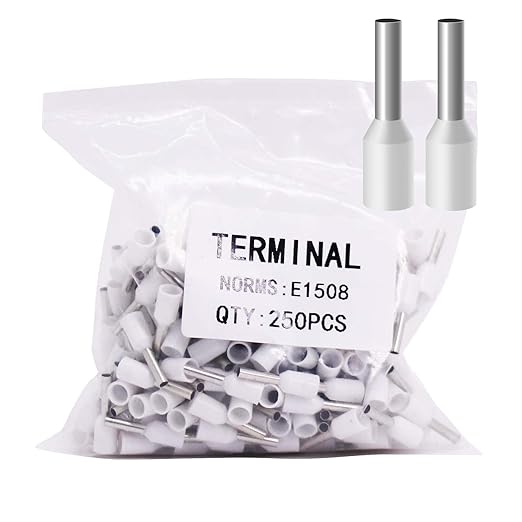 Fidioto AWG16 Wire Ferrules Terminals, 250pcs AWG16 Terminal Connector Wire Insulated Cord Pin Ends Terminals for Electric, Industrial, Chemical Industry, Power Control System, etc.