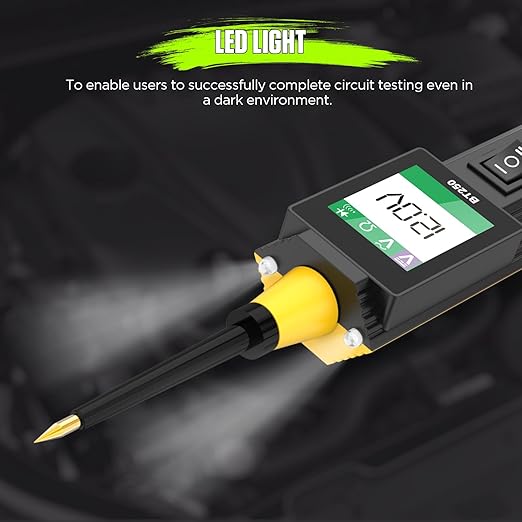 AUTOOL Automotive Circuit Tester Power Circuit Probe Tester Test Light Breaker Finder 0-70V AC DC Voltage Tester for 12V 24V Vehicle, with Voltmeter&Illumination, Component Activation/Continuity Test