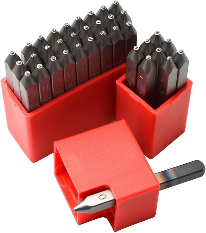 36pcs Heavy Duty Steel Stamp Uppercase Letter and Number 3/64 1mm Hand Stamping Character Mark Code Alphabet Punch Kit for Metal Jewelry Crypto Plate Leather