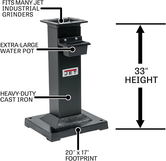 JET Bench Grinder Stand, fits JET Industrial Grinders and Square Wheel Grinders (578173)