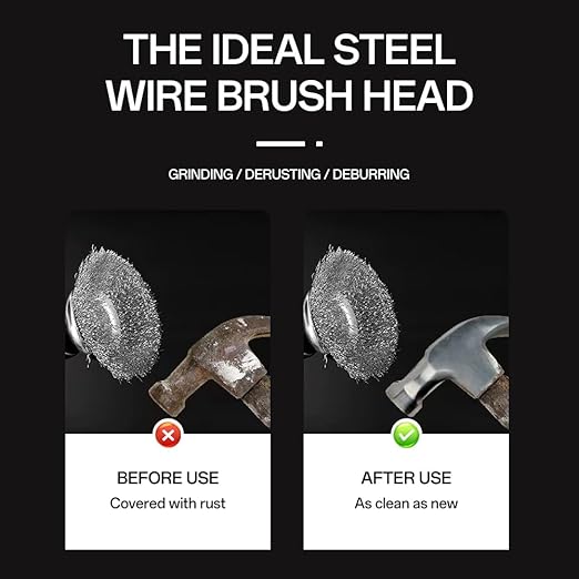 8 Pcs Wire Wheel Brush Set for Drill,Stainless Steel Wire Cup Wheel with 1/4 Inch Hex Shank for Rust Removal, Corrosion and Scrub Surfaces