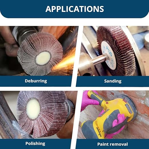 Benchmark Abrasives 2" x 1" Aluminum Oxide Flap Wheel with 1/4" Shank Mounted, Perfect for Woodworking Grinding Polishing Rust Paint Removal (10 Pack) - 120 Grit