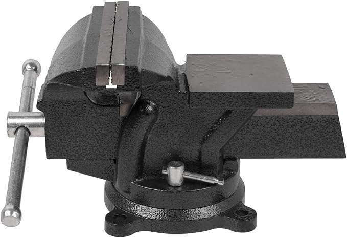 6" Heavy Duty Bench Vise, Pipe Vise Bench Vices with Anvil Swivel Table Top Clamp Locking Base, Double Swivel Rotating Vise Head& Body Rotates 360°-Black