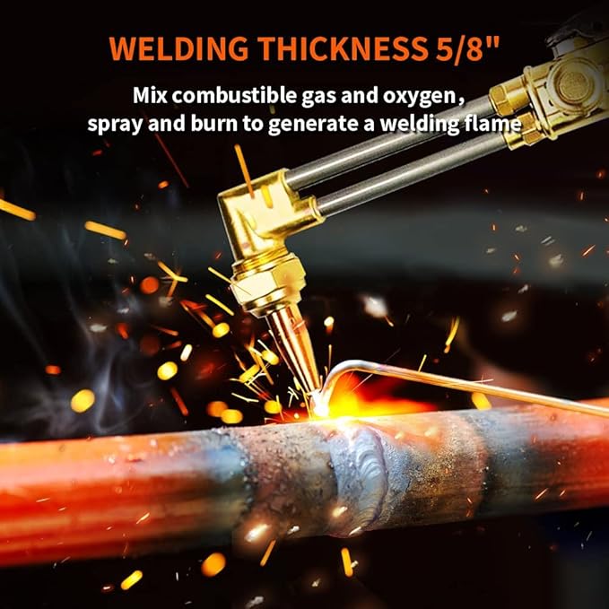 TOAUTO Heavy Duty Cutting Torch, Oxygen Propane Acetylene Welding Torch Flame Torch Handle & Cutting Attachment with Propane Tip