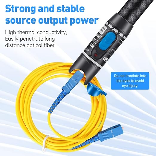 Moocci 3 Pcs Visual Fault Locator Fiber Optic Tester - VFL Fiber Optic Cable Tester Meter with FC to LC Adapter - Tools Kit for FC/SC/ST/LC Connector,Network Cable Test - Green Blue White