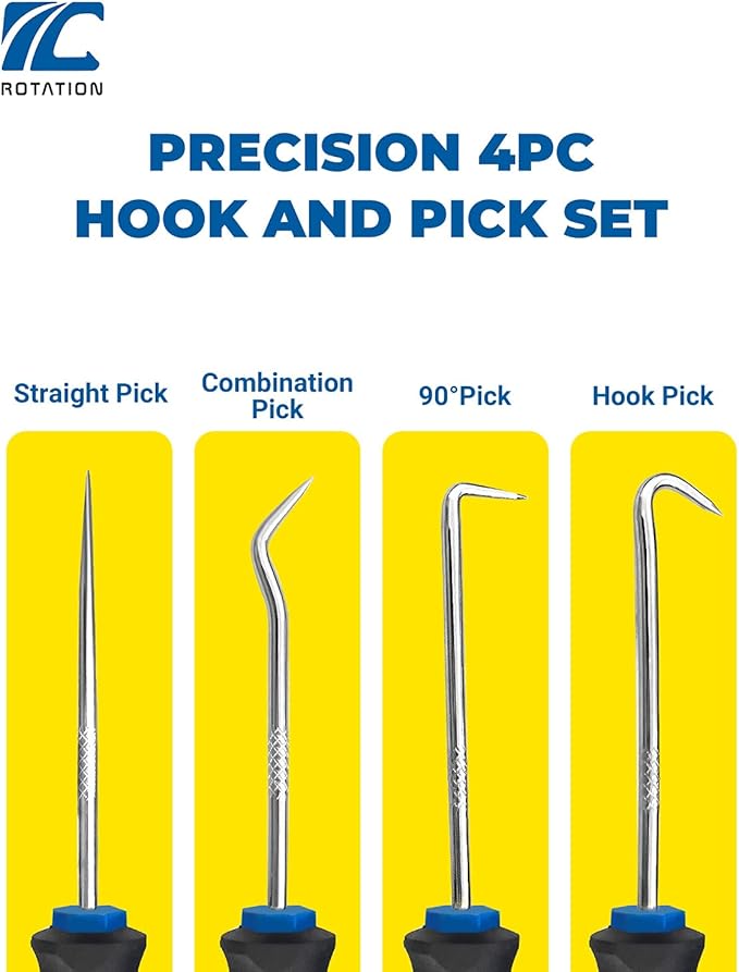 ROTATION Precision Hook and Pick Set for Automotive | 4-Piece Hand Tools