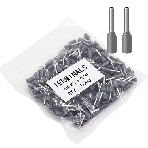Fidioto AWG20 Wire Ferrules Terminals, 250pcs AWG20 Terminal Connector Wire Insulated Cord Pin Ends Terminals for Electric, Industrial, Chemical Industry, Power Control System, etc.