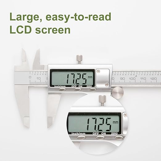 All-Metal Digital Caliper 0-6"Measuring Tool, Micrometer Caliper with Auto-Off Feature, Interchangeable Between inches and millimeters for DIY/Household and 3D Printing
