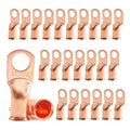25Pcs 2/0 AWG 3/8" Stud Copper Ring Terminals Battery Cable Ends Wire Lugs 2/0 Gauge Battery Cable Lugs Heavy Duty Cable Lugs Bare Copper Eyelets Tubular Ring Terminal Connectors