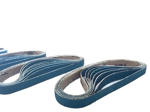 3/8 x 13 Inch Sanding Belts - Starcke Premium 40 Grit Blue Zirconia Cloth Belt Sanders for Woodworking, Metal, Composites & Aluminum, Autobody Sandpaper Belts, Narrow Air File Belt Sanding - 30 Pack
