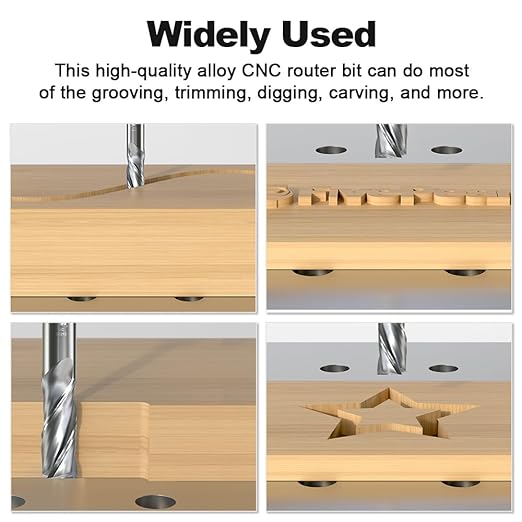 FivePears Up Cut Spiral Router Bit for CNC, 1/2 inch Cutting Diameter and 1/2 inch Cutting Length 1/2 inch Shank Carbide End Mill Router Bit for Wood Carving Engraving Grinding Grooving