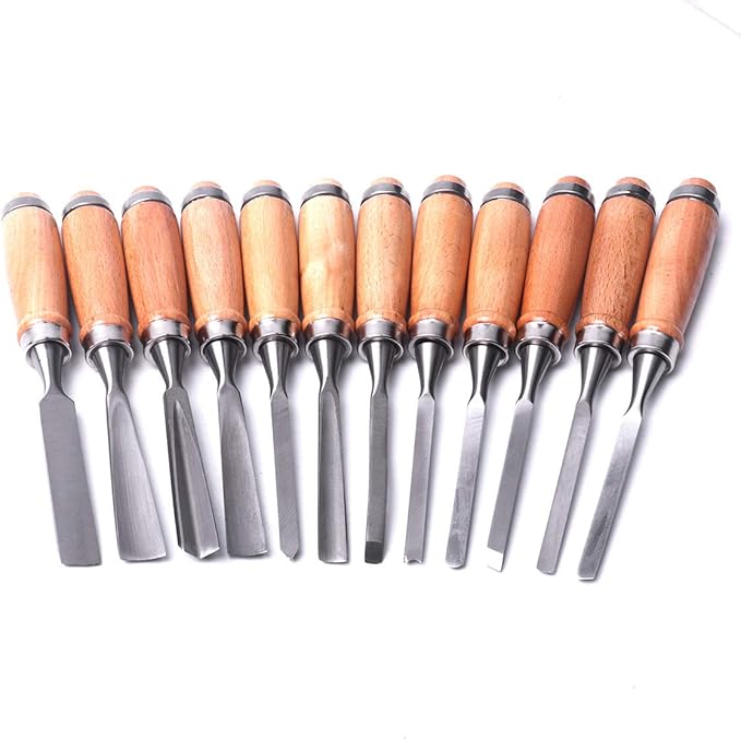 ATOPLEE 12pcs Wood Carving Tools for Woodworking,Professional Wood Chisel Set with Premium Case and Roll Up Bags for Carpenter Craftsman Gift in Most Wood Carving Project