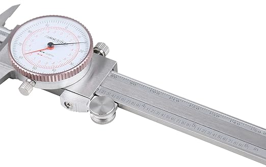 Accusize Industrial Tools 0-6''/0-150 mm by 0.001''/0.02 mm Inch/Metric Dual Needle Precision Dial Caliper Stainless Steel, P920-S236