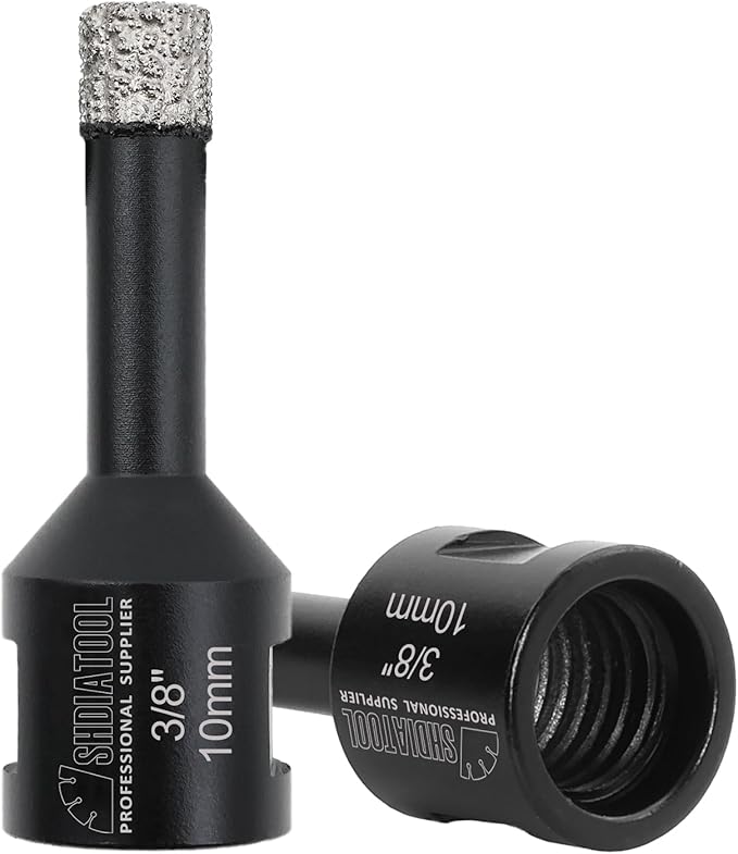 SHDIATOOL Diamond Core Drill Bits 2PCS 3/8 Inch for Porcelain Ceramic Tile Marble Brick Vacuum Brazed Hole Saw 10mm
