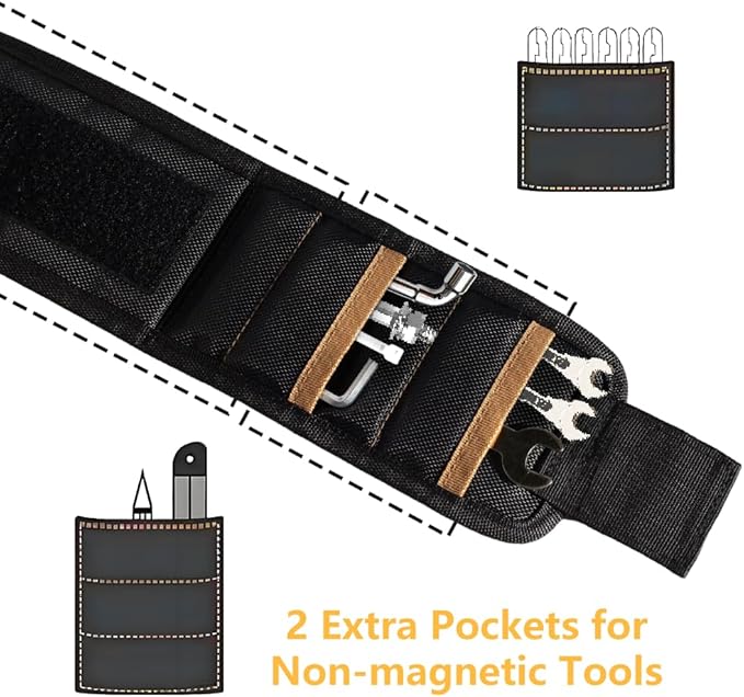 Magnetic Wristband for Holding Screws, Nails & Tools, Strong Magnets, Red