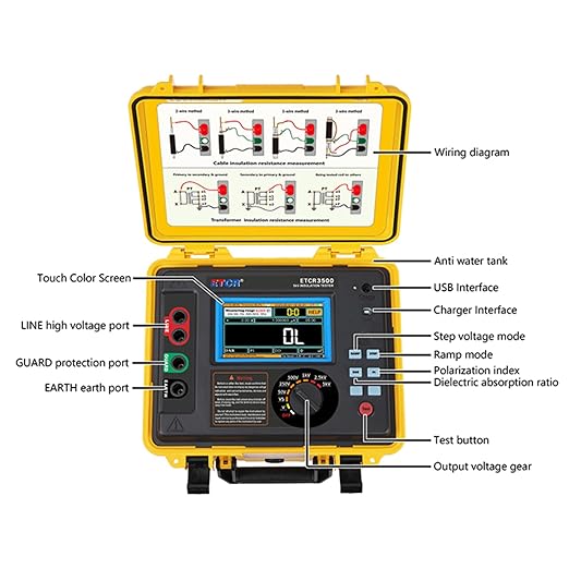 ETCR3500 Digital High Voltage Insulation Resistance Meter Tester High Voltage Megohm Meter with Max Range 5kV 5TΩ 5mA
