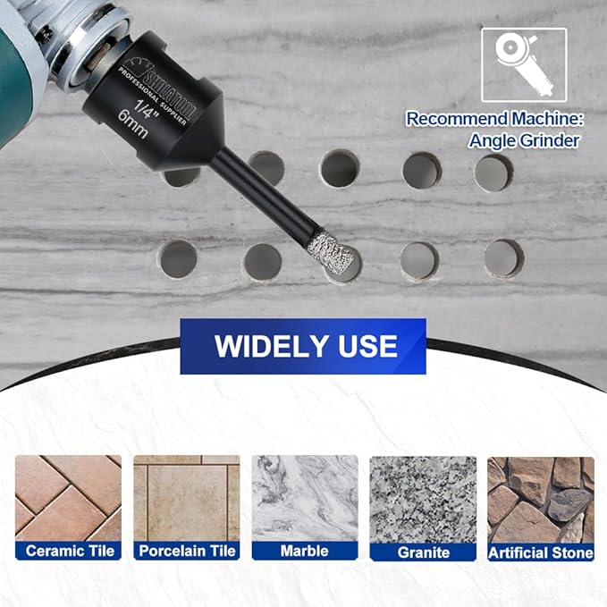 SHDIATOOL Diamond Core Drill Bits 2PCS 5/16 Inch for Porcelain Ceramic Tile Marble Brick Vacuum Brazed Hole Saw 8mm