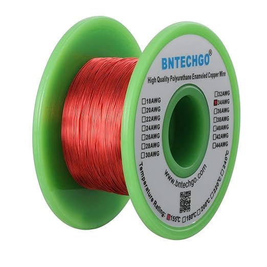 BNTECHGO 34 AWG Magnet Wire - Enameled Copper Wire - Enameled Magnet Winding Wire - 4 oz - 0.0063" Diameter 1 Spool Coil Red Temperature Rating 155℃ Widely Used for Transformers Inductors