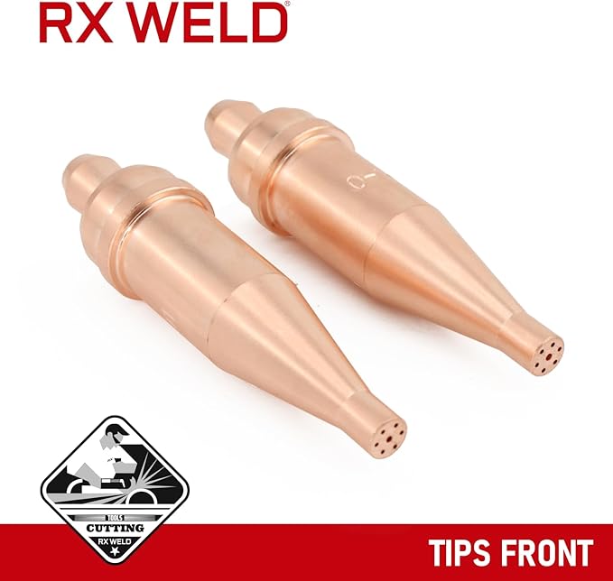 RX WELD 0-1-101 Acetylene Cutting Torch Tips, Fit V-Style Heavy Duty Torch - Pack of 2