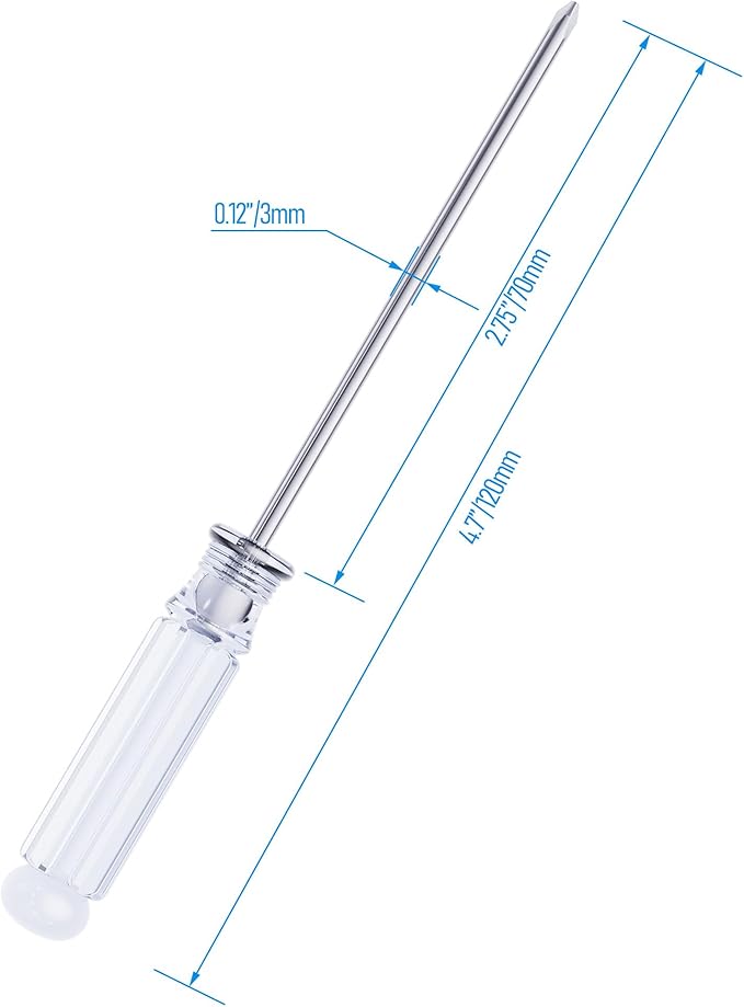 5PCS Mini Phillips Screwdriver, 3mm Cross Head with Clear Non-slip Handle for Small Appliances, 4.72"(120mm) Total Length, Non-magnetic