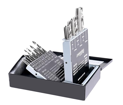 Accusize Industrial Tools Metric 18 Pc H.S.S. Tap and Drill Set, 0001-0052