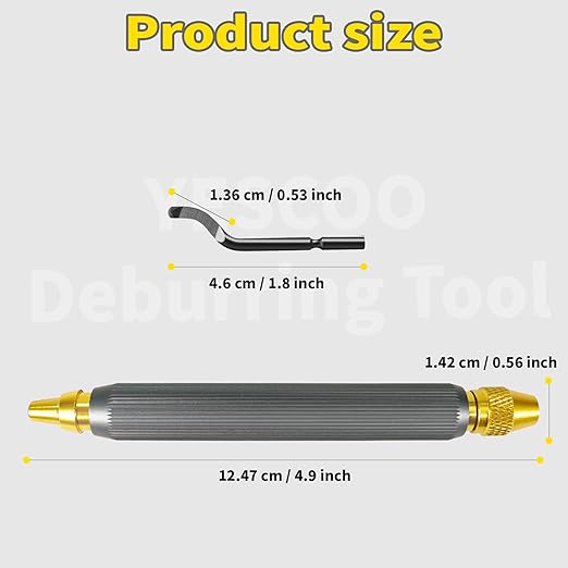 Deburring Tool with 10 Extra High Speed Steel Swivel Blades,Deburring Tool 3D Printing Double Head Anti Skid Handle, Which Can be Rotated or Fixed 360 Degrees,for Metal, Resin, Copper, Plastic