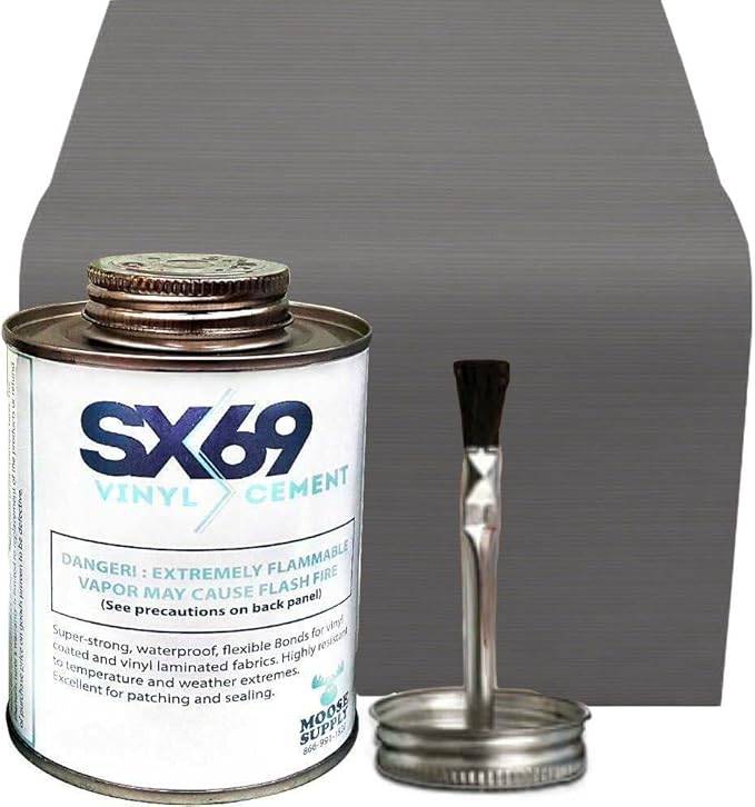 SX 69 Vinyl Repair Kit | Inflatable Bounce House Repair Kit | Includes 8 Ounce Adhesive and Vinyl Roll | for Flexible, Waterproof Repairs of Tears, Punctures, and Holes