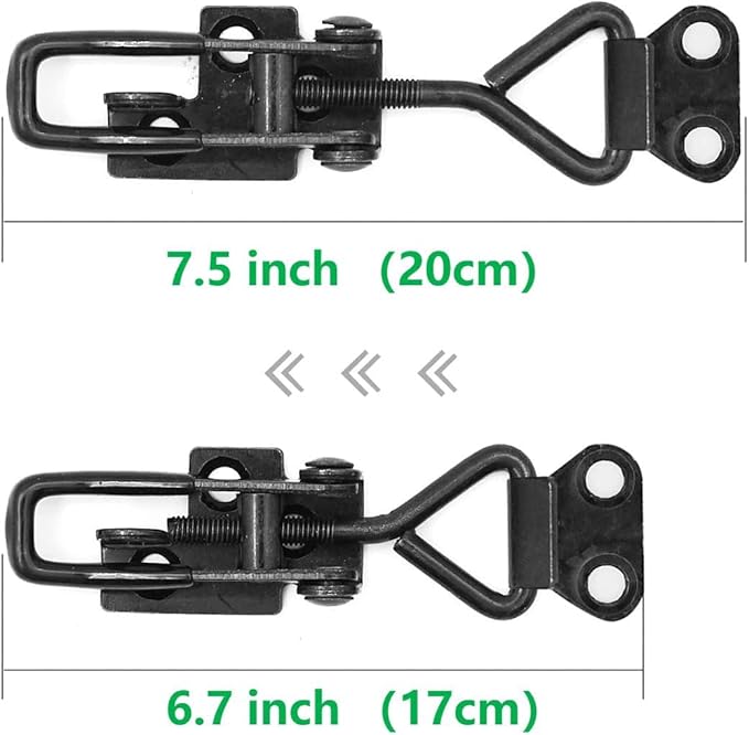 2 Pack Adjustable Black Toggle Clamp Latch(4003) Heavy Duty 1320lbs Capacity Toggle Latch & Quick Release Metal Pull Latches, Easy to Install for Lid Box Case Door Smoker(come with 10pcs 1.2" Screws)