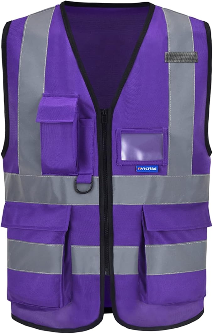 A-SAFETY Purple safety vest for women with pocket