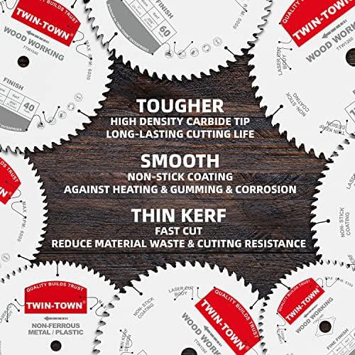 TWIN-TOWN 7-1/4-Inch Saw Blade, 60 Teeth,General Purpose for Soft Wood, Hard Wood, Chipboard & Plywood, 5/8-Inch DMK Arbor