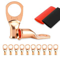 10PCS Battery Cable Ends, 6 Gauge Wire Connectors 1/2 Copper Wire Lugs, Bare Copper Eyelets with Heat Shrink Tubing by HOUSUN