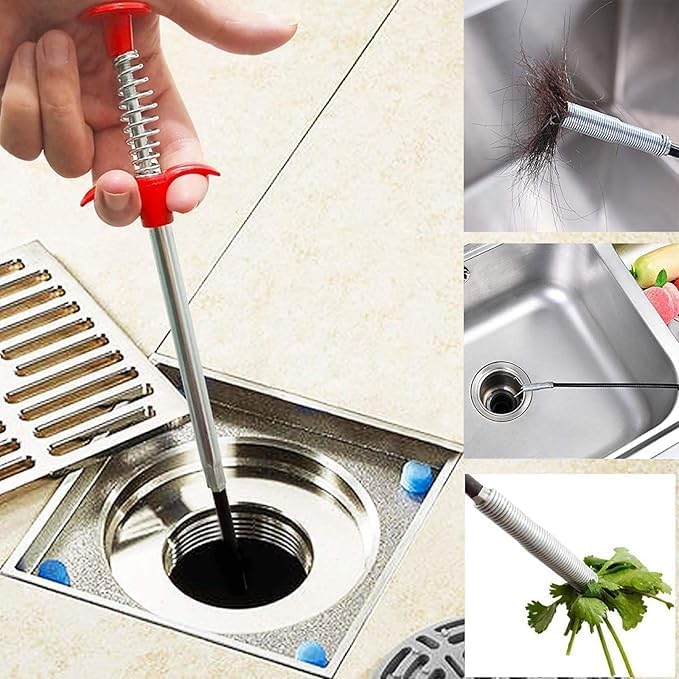 Drain Snake with Bendable Hose & 4 Claws - Flexible Hair Drain Clog Remover Tool for Sink, Toilet, Shower, and Tight Spaces, Grabber Claw Pick Up Reacher for Clogged Drains Cleaning (23.6in)
