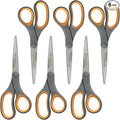Westcott Titanium Bonded Scissors, Soft Handle, 8", Straight, Gray/Yellow, 6-Pack